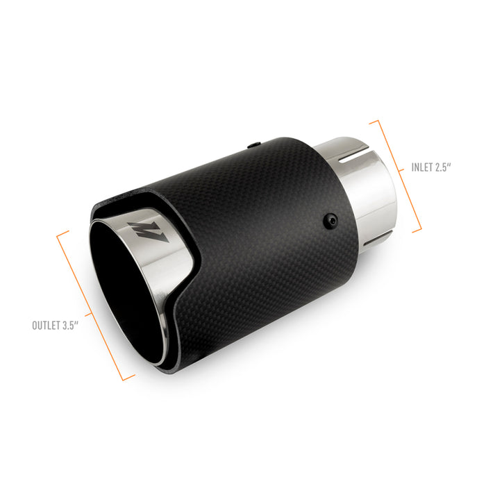 Mishimoto MMEXH-TIP-CFM25P Carbon Fiber Muffler Tip 2.5in Inlet 3.5in Outlet M Polished