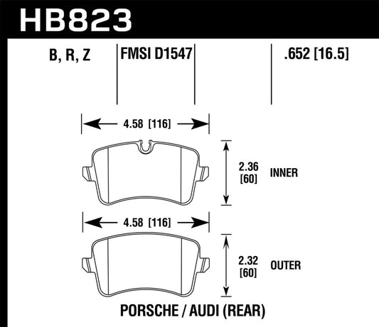 Hawk Performance HB823Z.652 Hawk 13-17 Audi S6/S7/S8 / 12-17 Audi A6 Quattro/A7 Quattro Performance Ceramic Rear Brake Pads