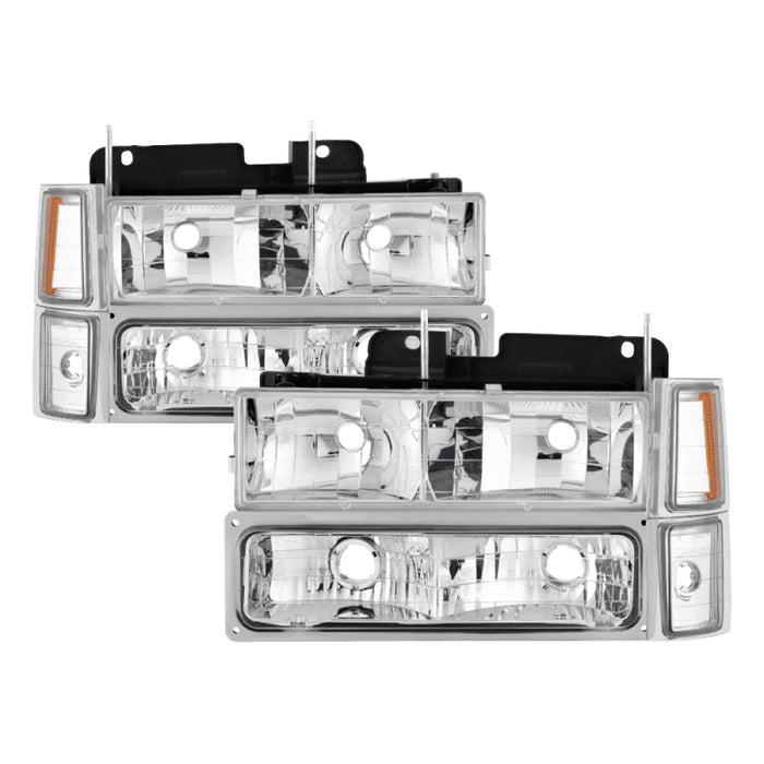 SPYDER 5069535 xTune Chevy Suburban 94-98 Headlights w/ Corner & Parking Lights 8pcs Chrome HD-JH-CCK88-AM-C-SET