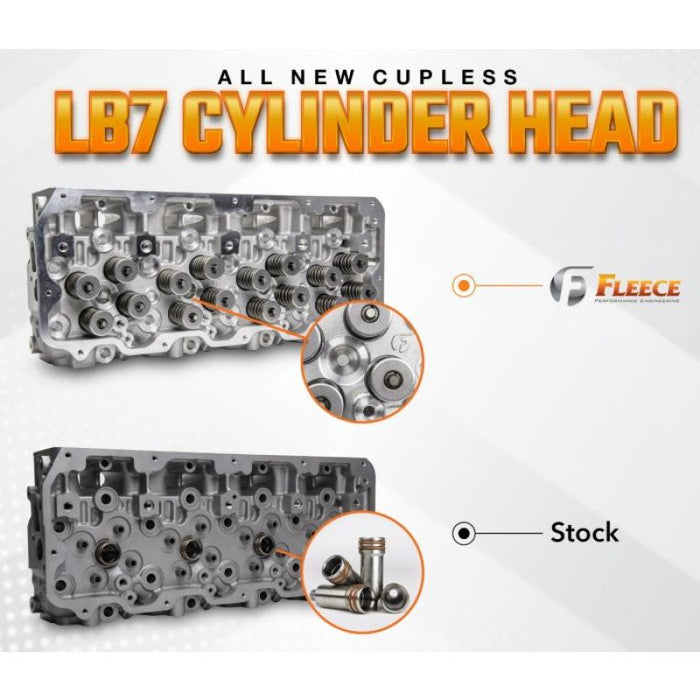 Fleece Performance FPE-61-10001-D-CL 01-04 GM Duramax LB7 Freedom Cylinder Head w/Cupless Injector Bore (Driver Side)