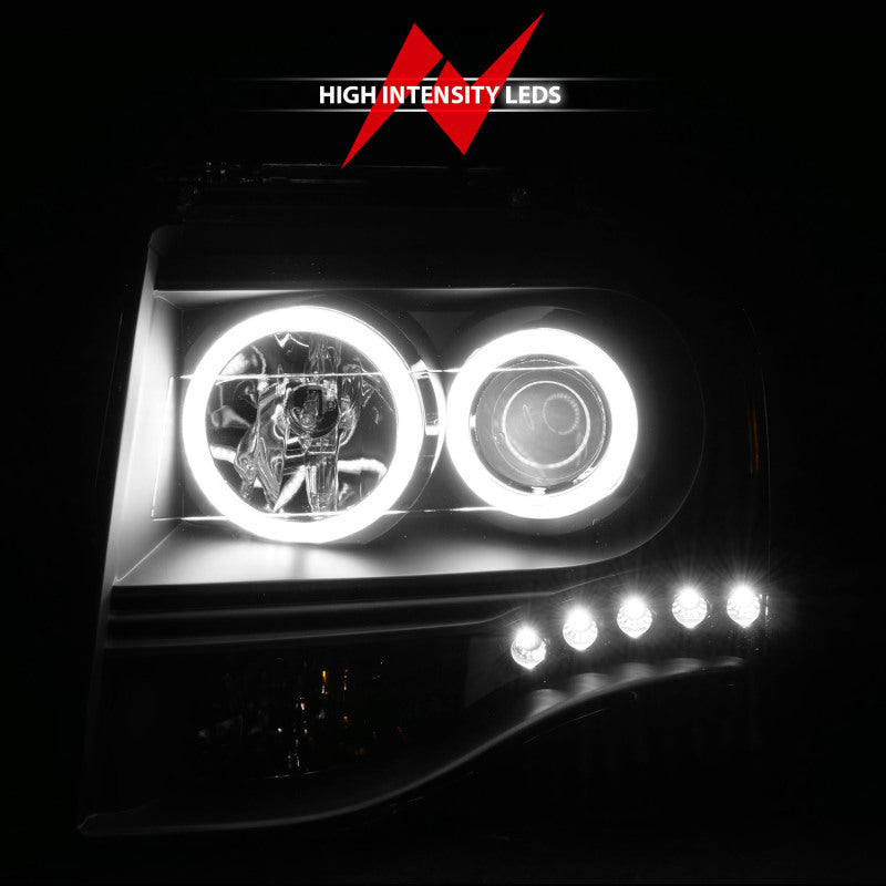 ANZO 111113 2007-2014 Ford Expedition Projector Headlights w/ Halo Black