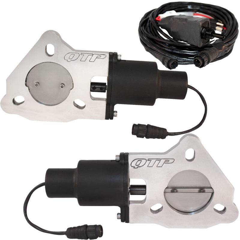 QTP QTEC45 2.25in Bolt-On QTEC Dual Electric Cutout Valves - Pair