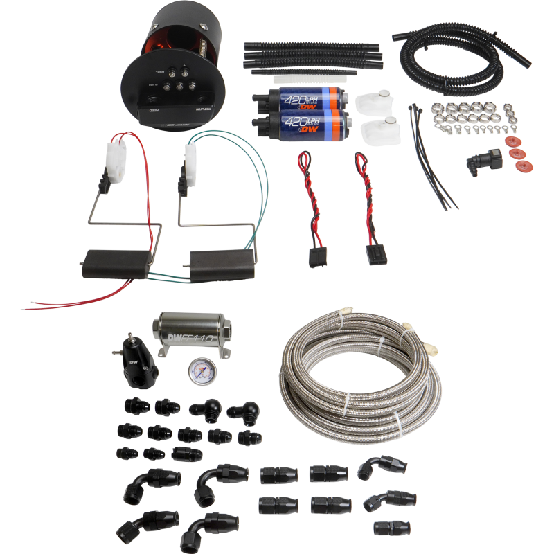 DeatschWerks 9-421-629-7070 92-06 BMW 3-Series E36/E46 X2 Module with DW420 Pumps and PTFE Plumbing Kit