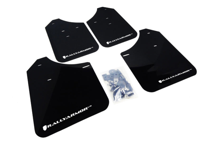 Rally Armor MF1-UR-BLK/WH 02-07 Subaru WRX/STI/RS/2.5i (Wagons Req. Mod.) Black UR Mud Flap w/White Logo