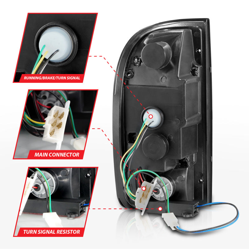 ANZO 311353 95-00 Toyota Tacoma LED Taillights Black Housing Clear Lens (Pair)