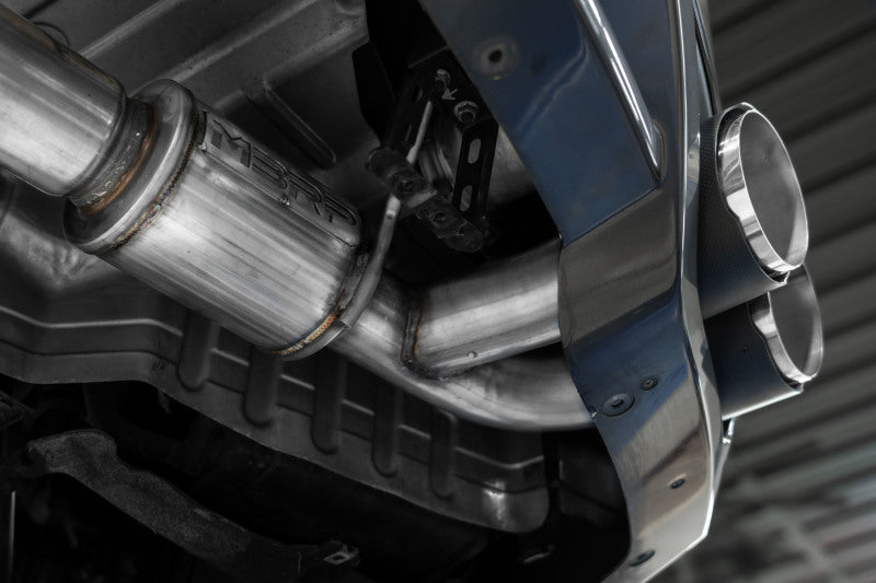 MBRP S44073CF 2009-2023 Nissan GTR 3.8L Stainless Steel 3.5in Cat-Back, Dual Split Rear Quad Carbon Tips