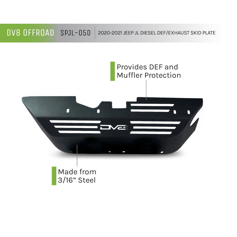 DV8 Offroad SPJL-05D 20-22 Jeep Wrangler JL (3.0L Diesel) Rear Diff Skid Plate for Dana 44