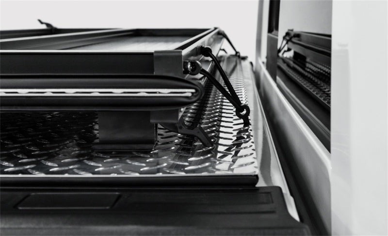 Access B3040069 LOMAX Alum Tri-Fold Cover w/Split Rails BK Urethane Finish 19-20 Dodge Ram-5ft 7in w/o RamBox