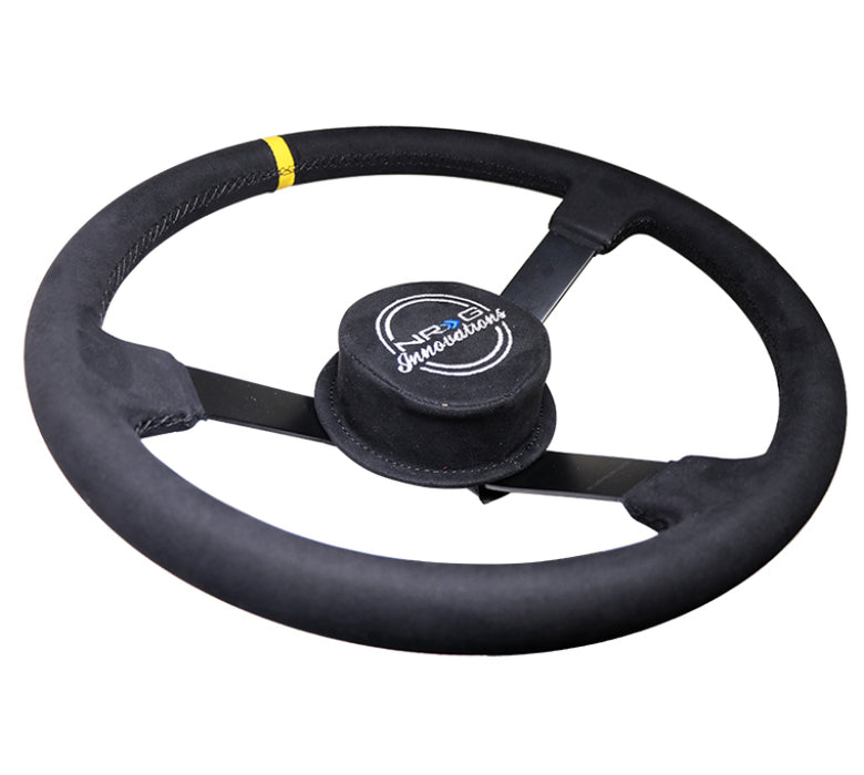 NRG RST-380MB-A Reinforced Steering Wheel (380mm) Nascar/ Alcantara 3 Spoke w/ Logo/ Removable Crushed Pad