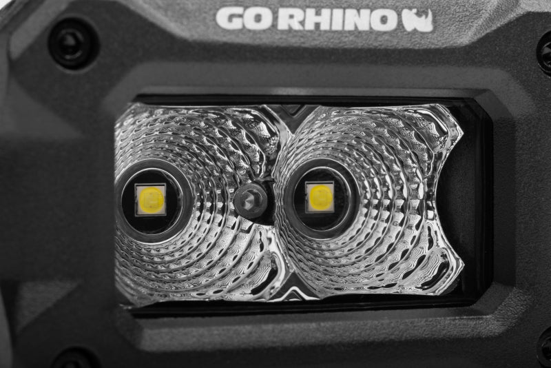 Go Rhino 751003023FBS Xplor Bright Series Rectangle LED Flood Light Kit (Surface/Thread Std Mnt) 3x2 - Blk (Pair)