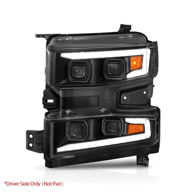 ANZO 111566-L 19-22 Chevrolet Silverado 1500 LED Proj HL w/Lgt Bar SwBk Seq. Blk w/In. Light - Driver Side ON