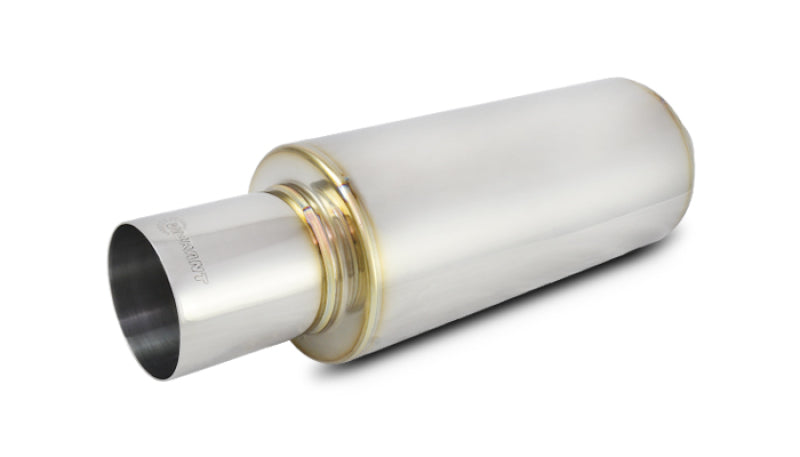 Vibrant 1057 TPV Round Muffler (23in Long) with 4in Round Tip Straight Cut - 2.5in inlet I.D.