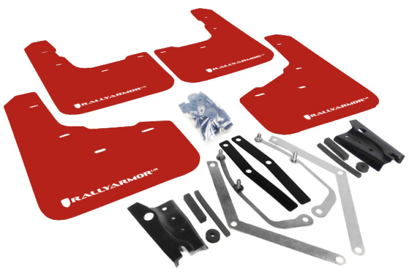 Rally Armor MF29-UR-RD/WH 13-19 Ford Fiesta ST Red UR Mud Flap w/White Logo