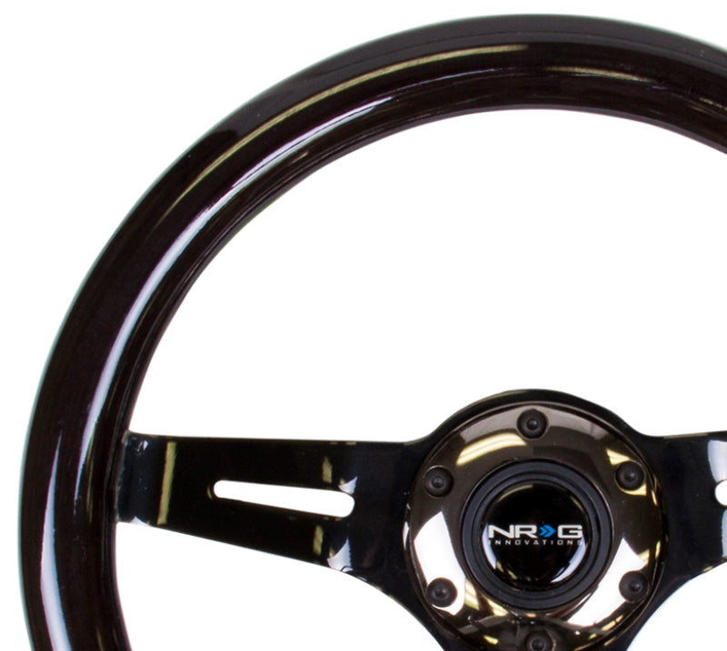 NRG ST-310BK-BK Classic Wood Grain Steering Wheel (310mm) Black w/Black Chrome 3-Spoke Center