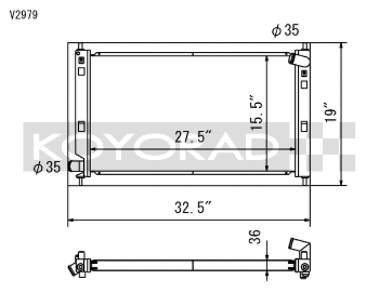 Koyo V2979 08-09 Mitsubishi Evolution X (AT/MT) / Ralliart Turbo Radiator