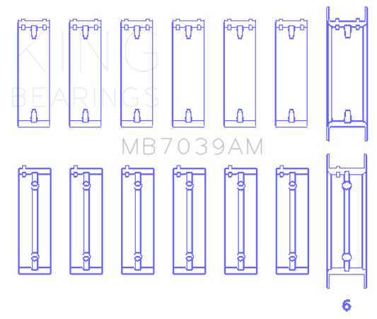 King Engine Bearings MB7039AM BMW M51/M57 Main Bearing Set - Size STD
