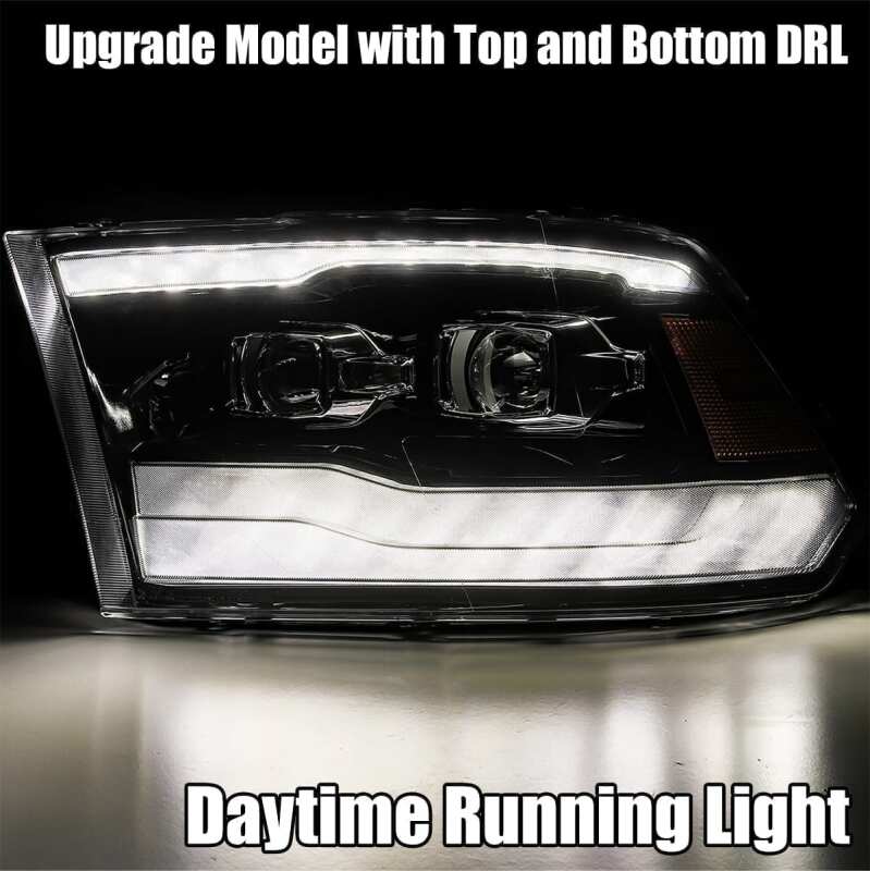 AlphaRex 880597 09-18 Dodge RAM 1500HD PRO-Series Projector Headlights Plank Style Black w/Seq Signal/DRL