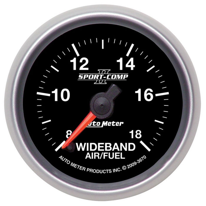 AutoMeter 3670 Autometer Sport-Comp II 52mm 8:1-18:1 AFR Wideband Air/Fuel Ratio Analog Gauge