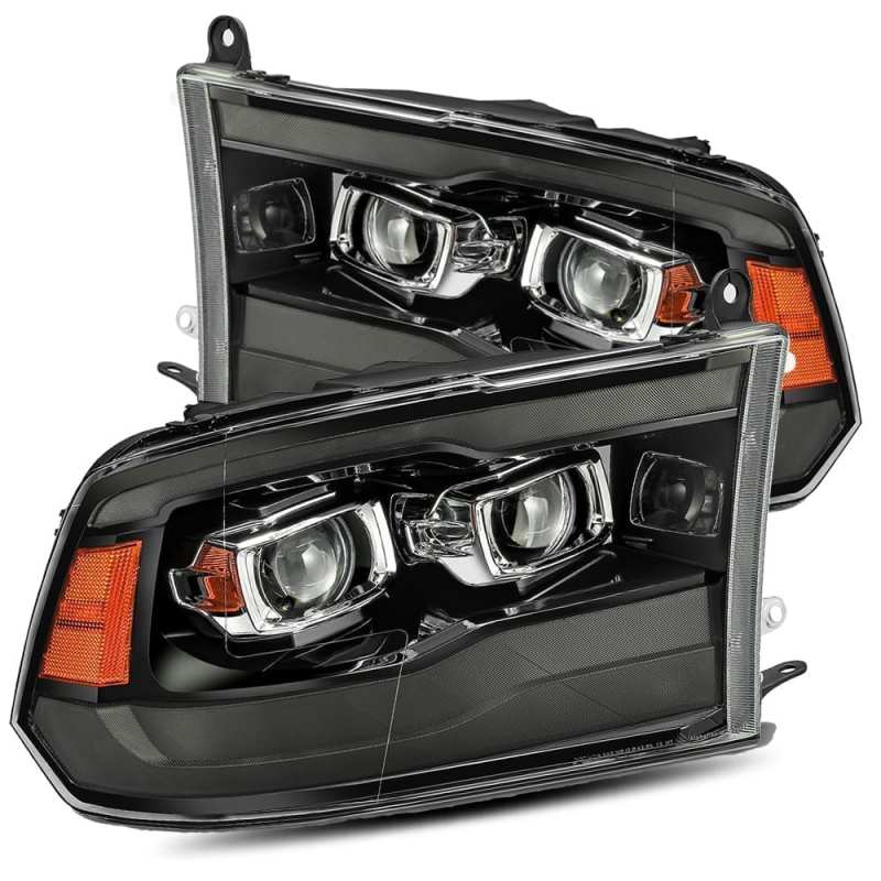 AlphaRex 880540 09-18 RAM 1500HD LUXX Proj Headlight Plnk Style Jet Blk w/Activ Light/Seq Signal/Smoked DRL