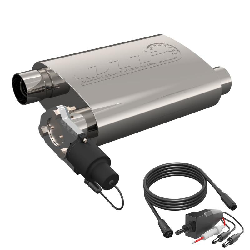 QTP 13251C 2.5in Weld-On 304SS Reverse Screamer Muffler w/Bolt-On QTEC Electric Cutout