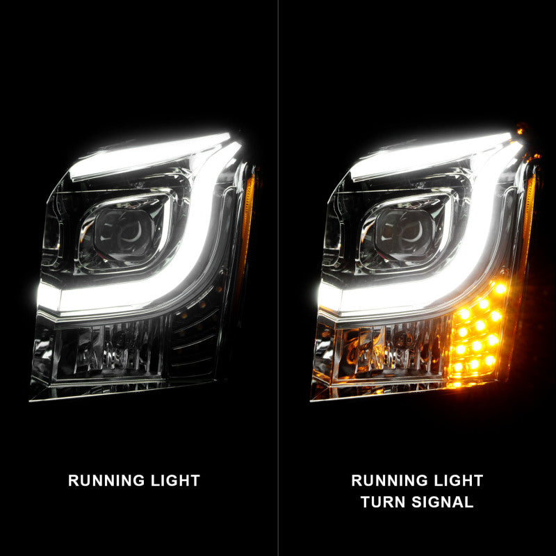 ANZO 111536 2015-2017 GMC Yukon XL Projector Headlights W Lightbar - Chrome/Amber