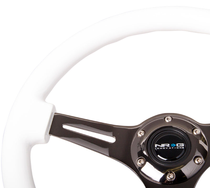 NRG ST-015BK-WT Classic Wood Grain Steering Wheel (350mm) White Paint Grip w/Black 3-Spoke Center