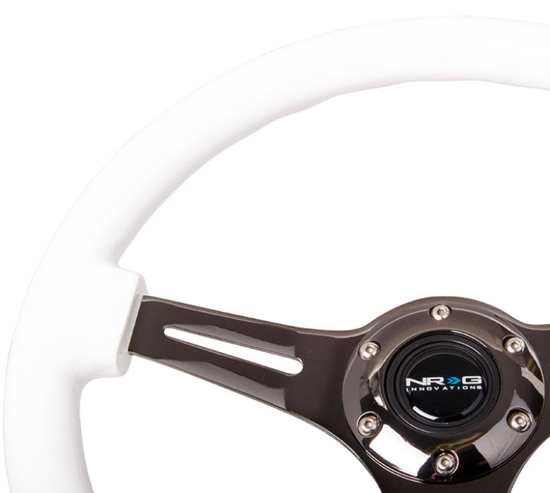 NRG ST-015BK-WT Classic Wood Grain Steering Wheel (350mm) White Paint Grip w/Black 3-Spoke Center