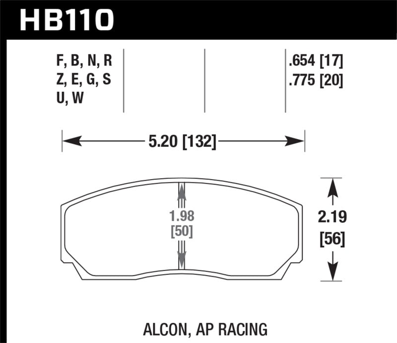 Hawk Performance HB110B.654 Hawk HPS 5.0 AP Racing w/ 0.654 Thickness Performance Street Brake Pads