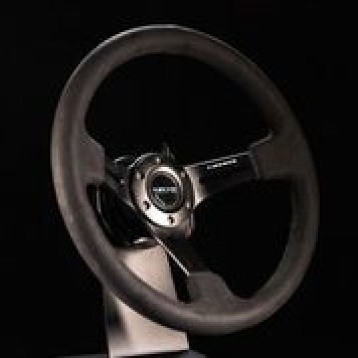 NRG RST-018SA Reinforced Steering Wheel (350mm / 3in. Deep) Black Leather w/ Alcantara Stitching