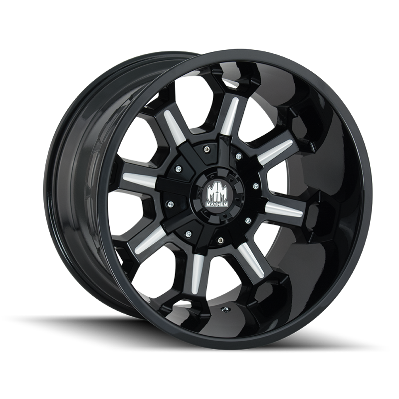 Mayhem 8105-2152M 8105 Combat 20x10 / 5x127 BP / -19mm Offset / 87mm Hub Black w/ Milled Spokes Wheel
