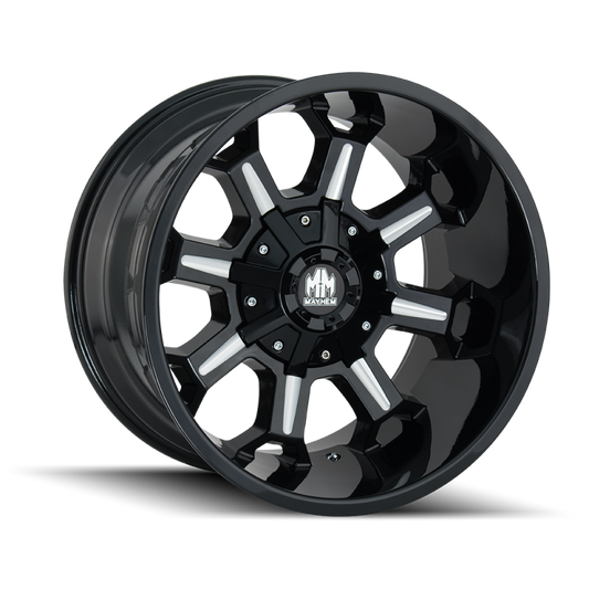 Mayhem 8105-2152M 8105 Combat 20x10 / 5x127 BP / -19mm Offset / 87mm Hub Black w/ Milled Spokes Wheel