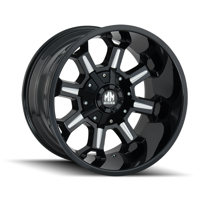 Mayhem 8105-2152M 8105 Combat 20x10 / 5x127 BP / -19mm Offset / 87mm Hub Black w/ Milled Spokes Wheel