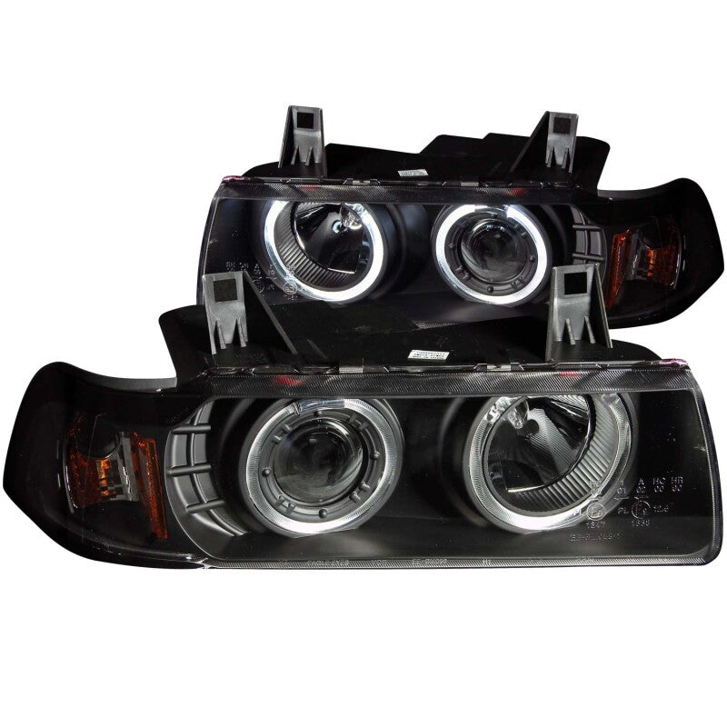 ANZO 121325 1992-1998 BMW 3 Series E36 Projector Headlights w/ Halo Black G2 1 pc