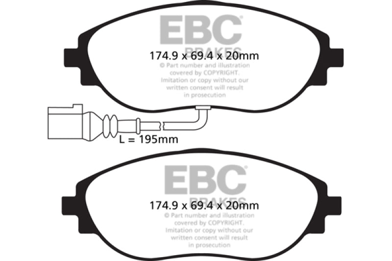 EBC UD1633 12+ Volkswagen CC 3.6 Ultimax2 Front Brake Pads