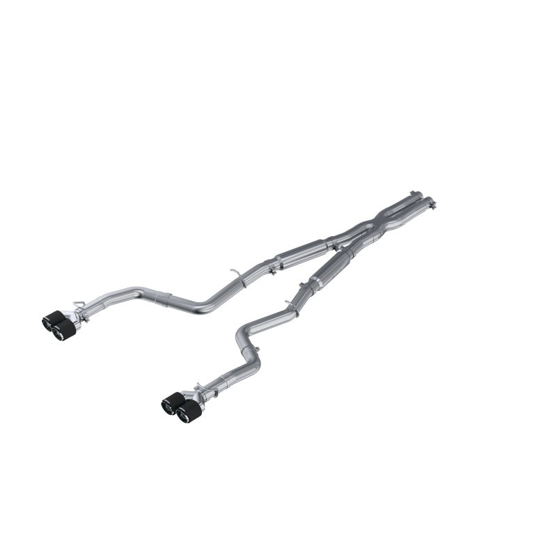 MBRP S71153CF 15-16 Dodge Challenger RT 5.7L T304 SS 3in Dual Rear Cat-back CF Quad Tips - Street