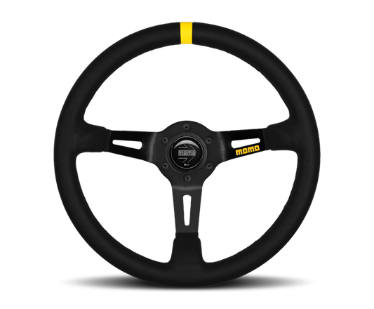 MOMO R1908/35S Momo MOD08 Steering Wheel 350 mm - Black Suede/Black Spokes/1 Stripe