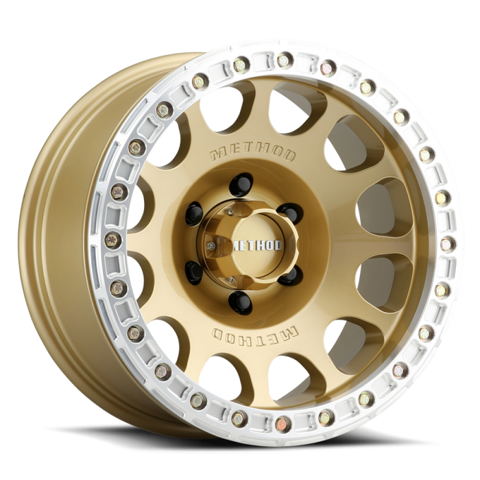 Method Wheels MR10579050138B Method MR105 V3 Beadlock 17x9 -38mm Offset 5x5 71.5mm CB Gold Wheel w/ BH-H24125