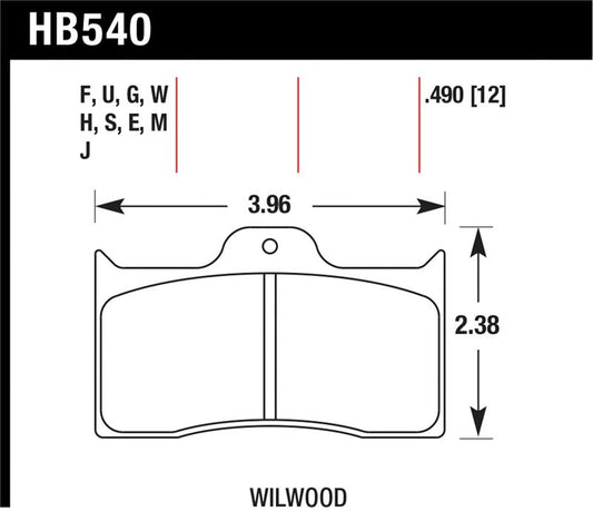 Hawk Performance HB540W.490 Hawk Wilwood DTC-30 Brake Pads