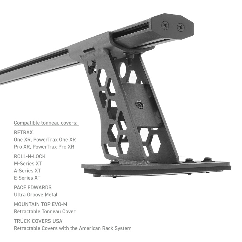 Go Rhino 5935015T 15-22 Ford F-150 / 07-21 Toy. Tundra XRS Cross Bars Kit - Tex Blk (Attch Tonneau Cvr T-Trk)