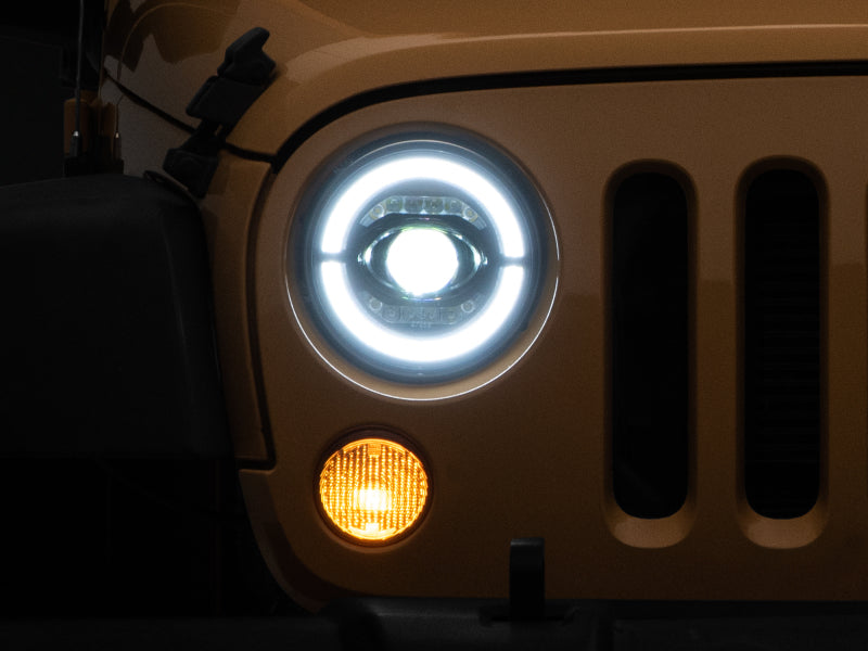 Raxiom J132813 07-18 Jeep Wrangler JK Axial Series LED Headlights- Black Housing (Clear Lens)
