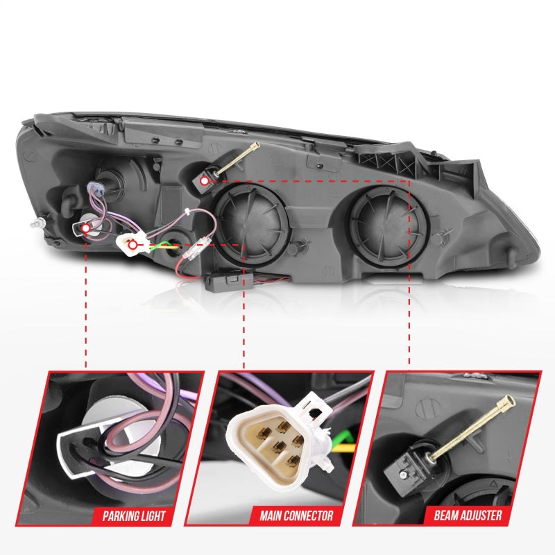 ANZO 121371 2005-2010 Pontiac G6 Projector Headlights w/ Halo Black (CCFL)