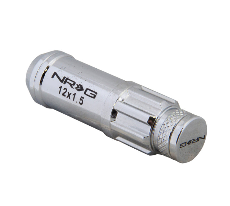 NRG LN-LS700SL-21 700 Series M12 X 1.5 Steel Lug Nut w/Dust Cap Cover Set 21 Pc w/Locks & Lock Socket - Silver