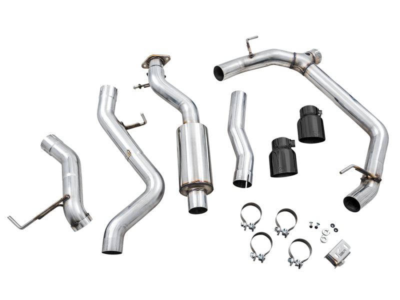 AWE Tuning 3015-33456 2021+ Ford Bronco 0FG Dual Rear Exit Exhaust w/Diamond Black Tips & Bash Guard