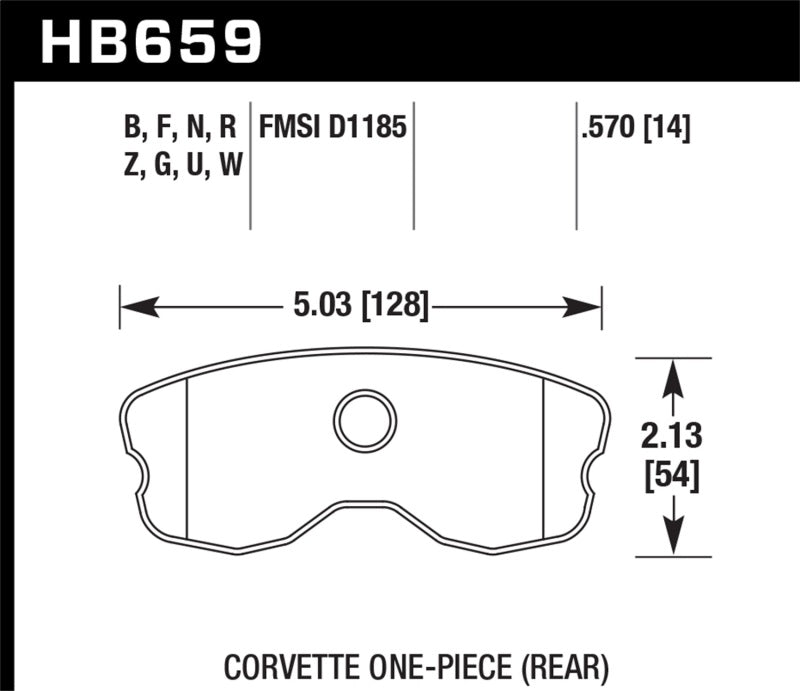 Hawk Performance HB659Z.570 Hawk 06-10 Chevy Corvette (Improved Pad Design) Rear Performance Ceramic Sreet Brake Pads