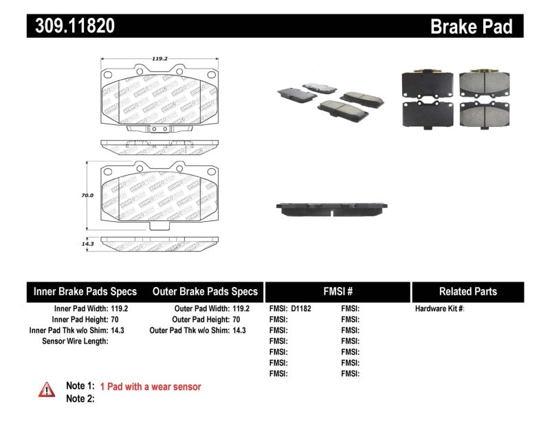Stoptech 309.11820 StopTech Performance 06-07 Subaru Impreza WRX/WRX STi Front Brake Pads
