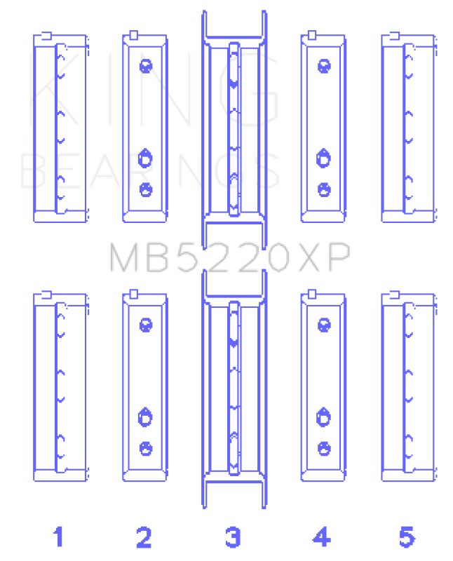 King Engine Bearings MB5220XP0.25 King Subaru WRX/STi EJ20 EJ22 EJ25 Flange #3 Position Performance Main Bearing Set - Size +0.25mm