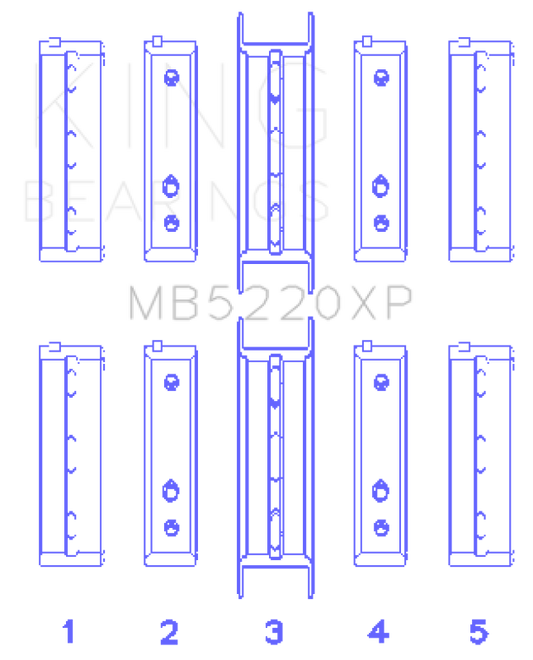 King Engine Bearings MB5220XP0.25 King Subaru WRX/STi EJ20 EJ22 EJ25 Flange #3 Position Performance Main Bearing Set - Size +0.25mm