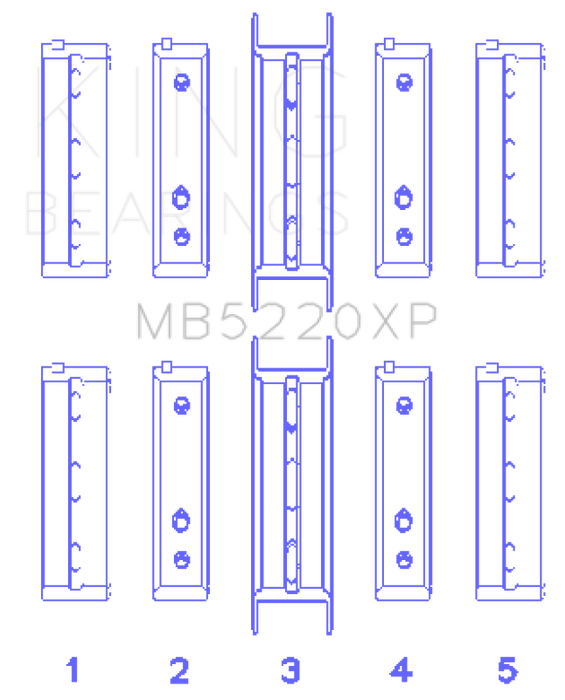 King Engine Bearings MB5220XP King Subaru WRX/STi EJ20 EJ22 EJ25 Flange #3 Position Performance Main Bearing Set - Size STD