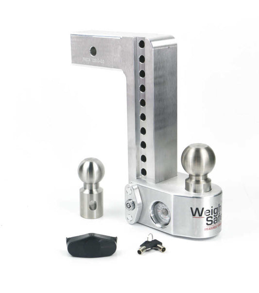 Weigh Safe WS10-2.5 10in Drop Hitch w/Built-in Scale & 2.5in Shank (10K/18.5K GTWR) - Aluminum