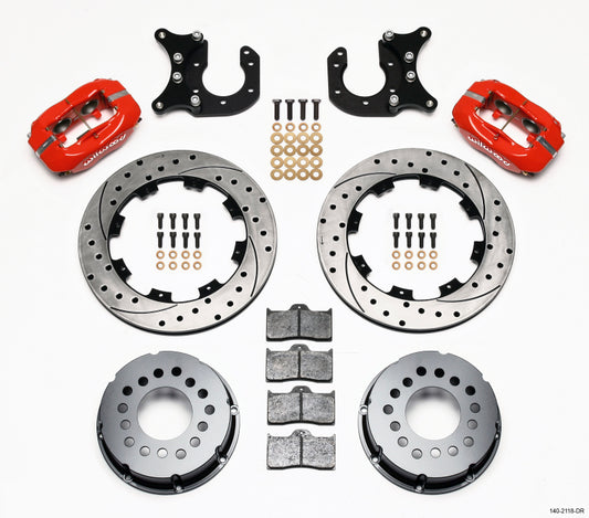 Wilwood 140-2118-DR Forged Dynalite P/S Rear Kit Drilled Red New Big Ford 2.50in Offset